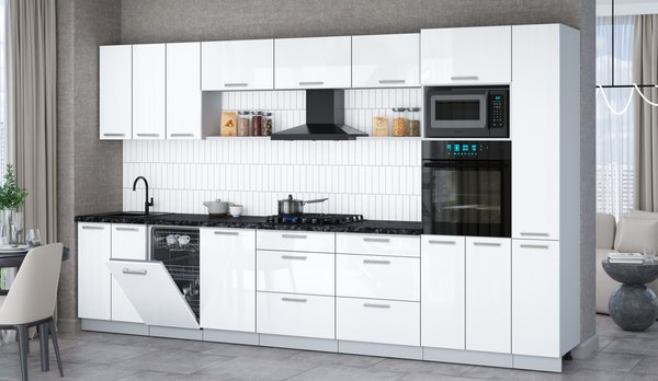 Кухонный гарнитур Интерлиния Мила Gloss 3.6-ПМ3