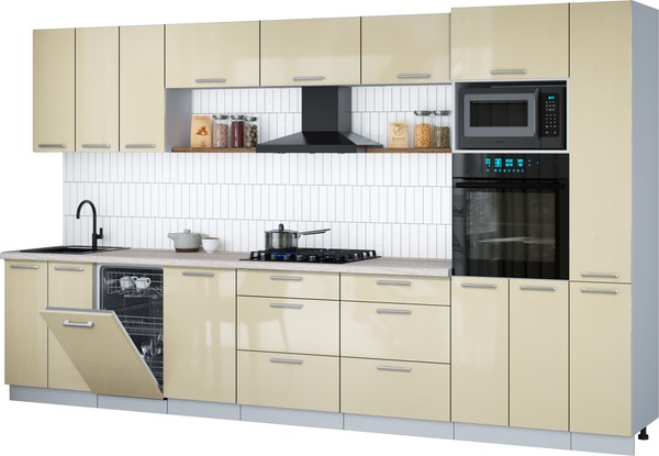 Кухонный гарнитур Интерлиния Мила Gloss 3.6-ПМ3 - фото