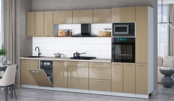 Кухонный гарнитур Интерлиния Мила Gloss 3.6-ПМ3