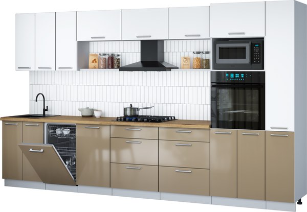 Кухонный гарнитур Интерлиния Мила Gloss 3.6-ПМ3 - фото