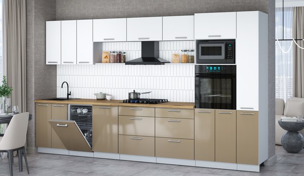 Кухонный гарнитур Интерлиния Мила Gloss 3.6-ПМ3