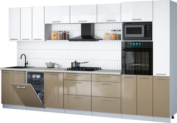 Кухонный гарнитур Интерлиния Мила Gloss 3.6-ПМ3 - фото