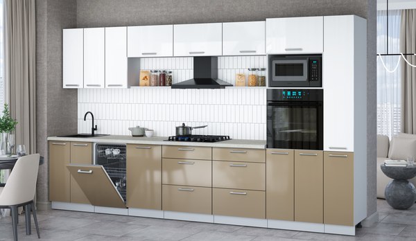 Кухонный гарнитур Интерлиния Мила Gloss 3.6-ПМ3