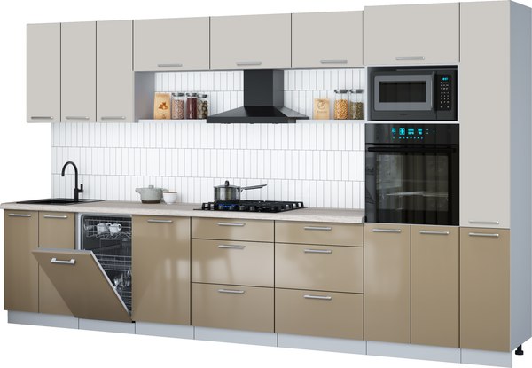Кухонный гарнитур Интерлиния Мила Gloss 3.6-ПМ3 - фото
