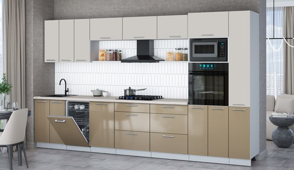 Кухонный гарнитур Интерлиния Мила Gloss 3.6-ПМ3