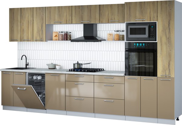 Кухонный гарнитур Интерлиния Мила Gloss 3.6-ПМ3 - фото