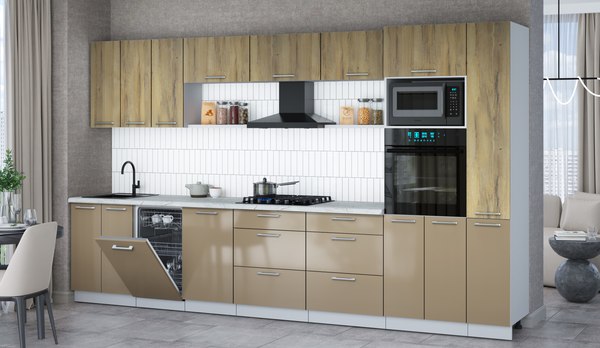 Кухонный гарнитур Интерлиния Мила Gloss 3.6-ПМ3