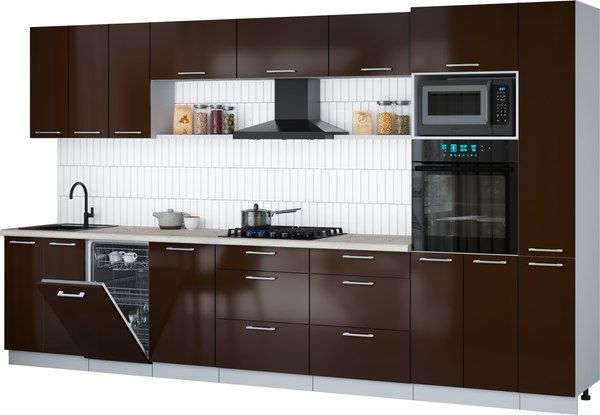 Кухонный гарнитур Интерлиния Мила Gloss 3.6-ПМ3 - фото