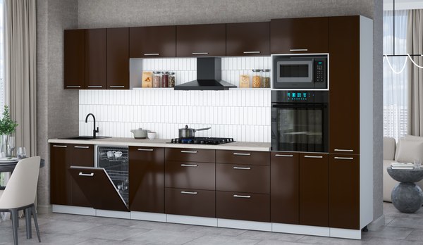 Кухонный гарнитур Интерлиния Мила Gloss 3.6-ПМ3