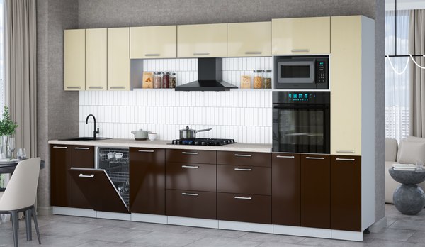 Кухонный гарнитур Интерлиния Мила Gloss 3.6-ПМ3