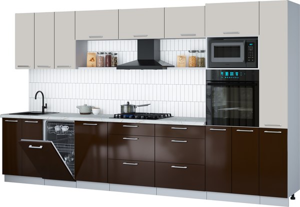 Кухонный гарнитур Интерлиния Мила Gloss 3.6-ПМ3 - фото