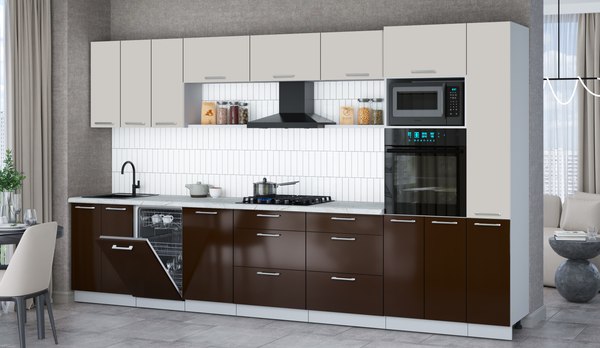 Кухонный гарнитур Интерлиния Мила Gloss 3.6-ПМ3