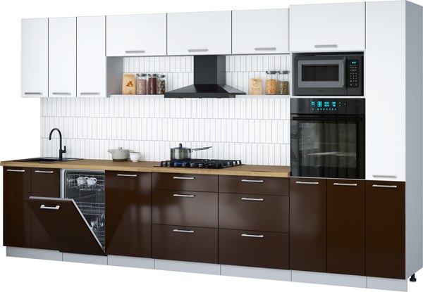 Кухонный гарнитур Интерлиния Мила Gloss 3.6-ПМ3 - фото
