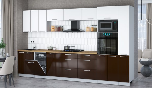 Кухонный гарнитур Интерлиния Мила Gloss 3.6-ПМ3