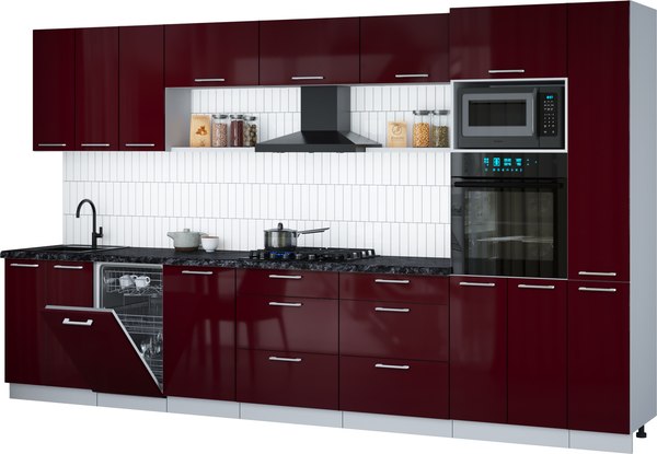 Кухонный гарнитур Интерлиния Мила Gloss 3.6-ПМ3 - фото