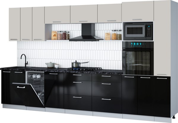 Кухонный гарнитур Интерлиния Мила Gloss 3.6-ПМ3 - фото
