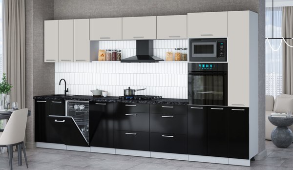 Кухонный гарнитур Интерлиния Мила Gloss 3.6-ПМ3