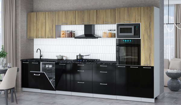 Кухонный гарнитур Интерлиния Мила Gloss 3.6-ПМ3