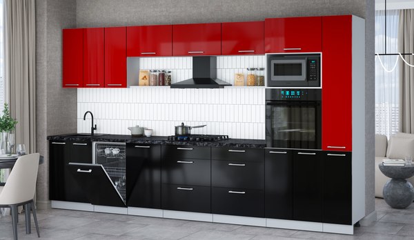 Кухонный гарнитур Интерлиния Мила Gloss 3.6-ПМ3