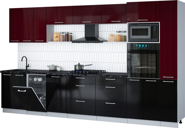 Кухонный гарнитур Интерлиния Мила Gloss 3.6-ПМ3 - фото