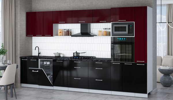 Кухонный гарнитур Интерлиния Мила Gloss 3.6-ПМ3