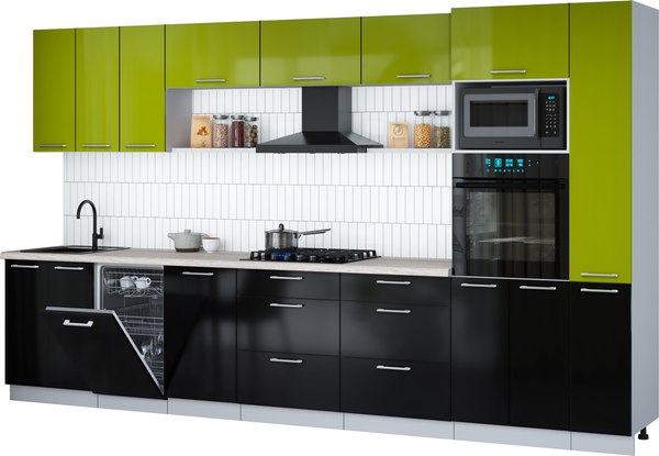 Кухонный гарнитур Интерлиния Мила Gloss 3.6-ПМ3 - фото