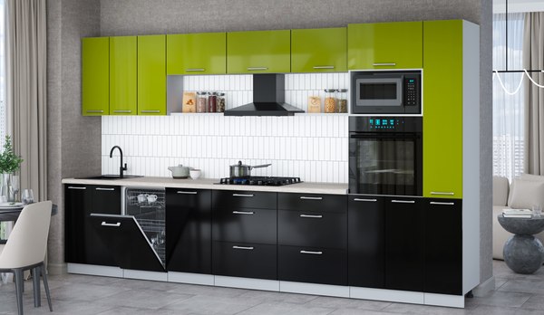 Кухонный гарнитур Интерлиния Мила Gloss 3.6-ПМ3