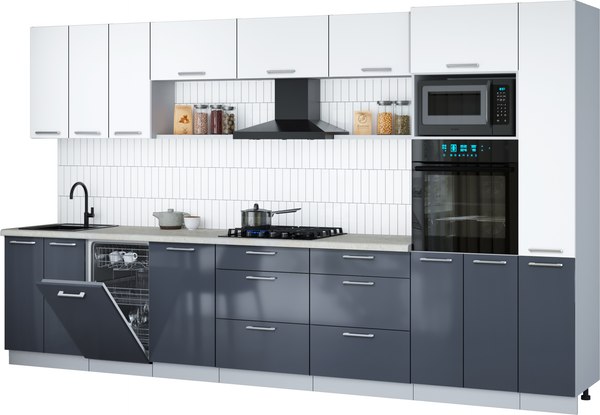 Кухонный гарнитур Интерлиния Мила Gloss 3.6-ПМ3 - фото