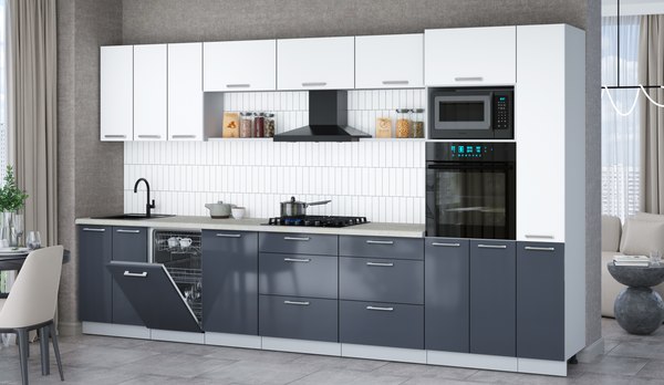 Кухонный гарнитур Интерлиния Мила Gloss 3.6-ПМ3