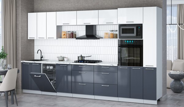 Кухонный гарнитур Интерлиния Мила Gloss 3.6-ПМ3