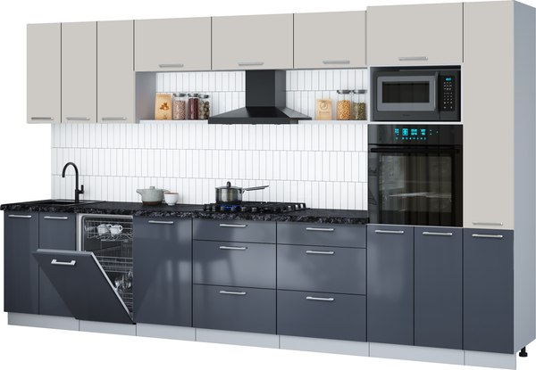 Кухонный гарнитур Интерлиния Мила Gloss 3.6-ПМ3 - фото