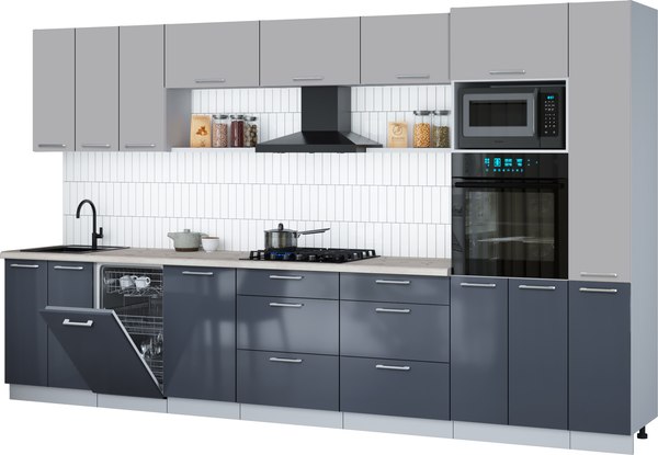 Кухонный гарнитур Интерлиния Мила Gloss 3.6-ПМ3 - фото
