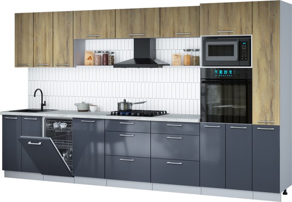 Кухонный гарнитур Интерлиния Мила Gloss 3.6-ПМ3 - фото