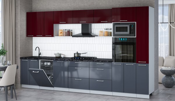 Кухонный гарнитур Интерлиния Мила Gloss 3.6-ПМ3