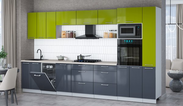 Кухонный гарнитур Интерлиния Мила Gloss 3.6-ПМ3