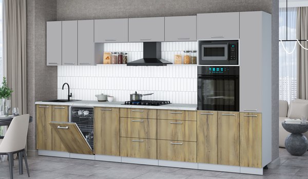 Кухонный гарнитур Интерлиния Мила Gloss 3.6-ПМ3