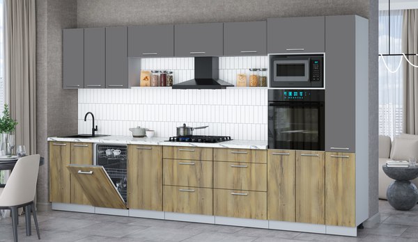 Кухонный гарнитур Интерлиния Мила Gloss 3.6-ПМ3