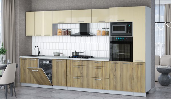 Кухонный гарнитур Интерлиния Мила Gloss 3.6-ПМ3