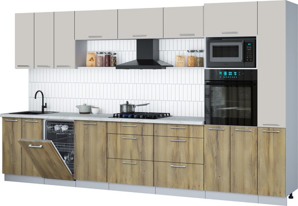 Кухонный гарнитур Интерлиния Мила Gloss 3.6-ПМ3 - фото