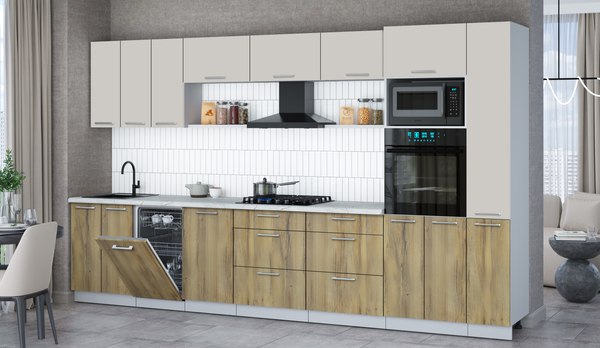 Кухонный гарнитур Интерлиния Мила Gloss 3.6-ПМ3