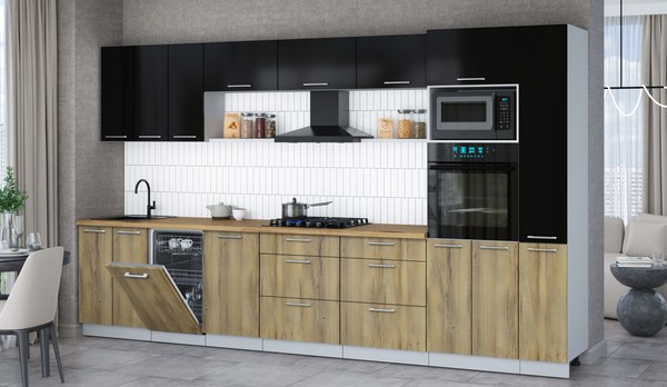 Кухонный гарнитур Интерлиния Мила Gloss 3.6-ПМ3