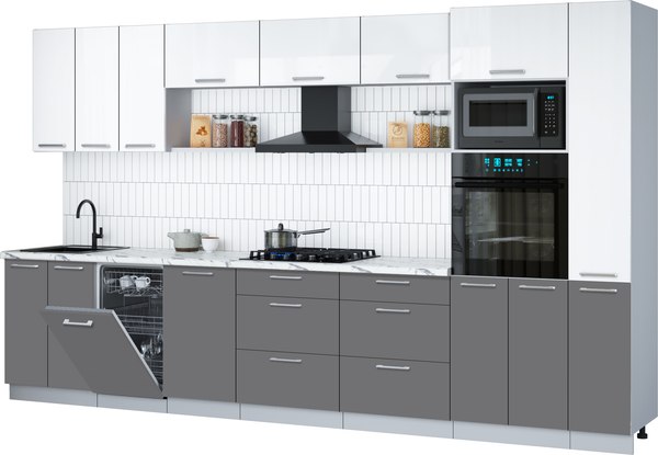 Кухонный гарнитур Интерлиния Мила Gloss 3.6-ПМ3 - фото