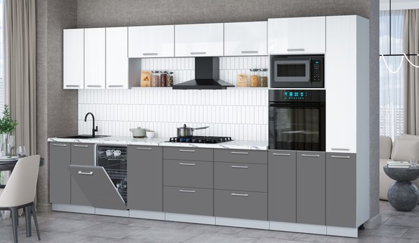 Кухонный гарнитур Интерлиния Мила Gloss 3.6-ПМ3