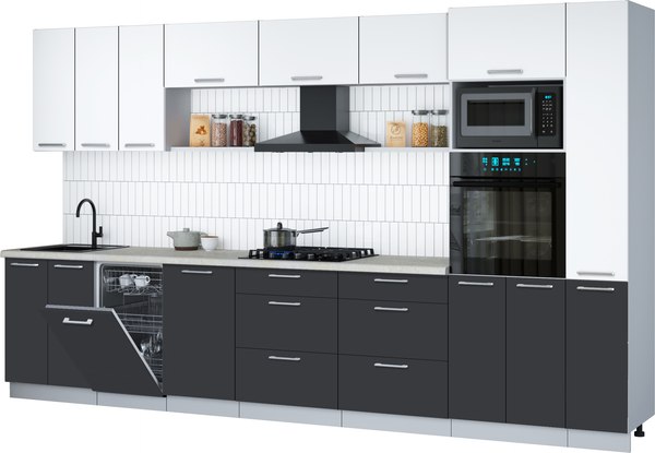 Кухонный гарнитур Интерлиния Мила Gloss 3.6-ПМ3 - фото