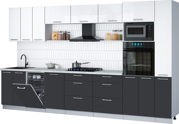 Кухонный гарнитур Интерлиния Мила Gloss 3.6-ПМ3 - фото