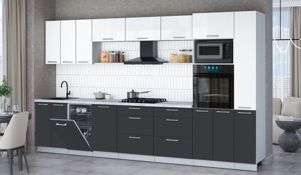 Кухонный гарнитур Интерлиния Мила Gloss 3.6-ПМ3