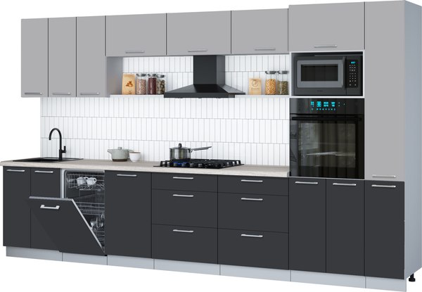 Кухонный гарнитур Интерлиния Мила Gloss 3.6-ПМ3 - фото
