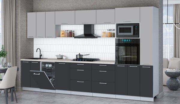 Кухонный гарнитур Интерлиния Мила Gloss 3.6-ПМ3