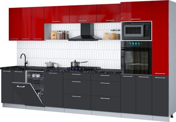 Кухонный гарнитур Интерлиния Мила Gloss 3.6-ПМ3 - фото