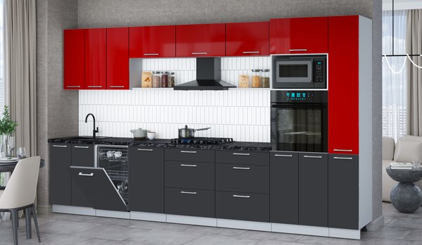 Кухонный гарнитур Интерлиния Мила Gloss 3.6-ПМ3